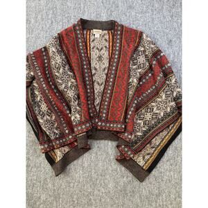 Intiwara 100% Alpaca One Size Tribal Multicolor Shawl Poncho Sweater Wrap Nordic